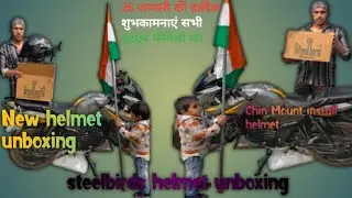 न्यू स्टील बर्ड्स unboxing helmet⛑️ chin Mount install🫵🏻Apache RTR 26 January 🇮🇳 Republic day video 