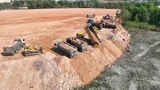 Ep5, Nice Incredible Bulldozer Move Big Stone Landfill & DumpTruck Delivery Big Rock Stone Unloading