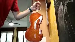 Applicare una mano di vernice ad olio al violino