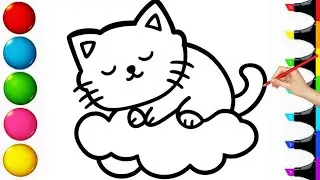 How to Draw and Color a Cute Sleeping Cat |Easy Step by Step Drawing Tutorial