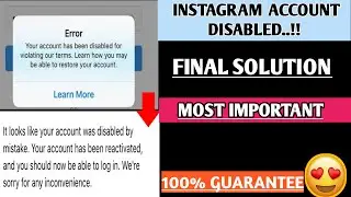 Final Solution:Instagram Account Disabled Problem Solved | Sarthak's Help