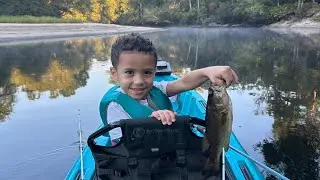 McKinnon catches his first bass out the blackwater  of the Satilla at only 5️⃣ yrs old! 
