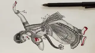 How to draw MANDALA ART of kuchipudi dancer/MANDALA DRAWING/@BeWOWwithUMA/step by step tutorial