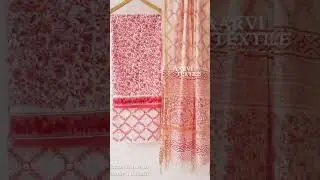 Pure cotton hand block printed suits with chanderi dupatta #aarvitextile #bagru #suit #bagruprint