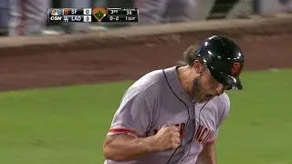SF@LAD: Bumgarner misses bunt, then hits fourth homer
