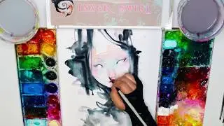 ~Rare Bloom~ Inner Swirl watercolor painting