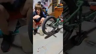 Ping pong shot off of spining bike tire #pingpong #biketire #bike #trickshots