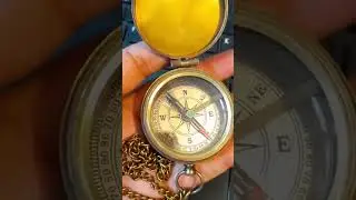 Nautical Brass Flat Desktop Compass, Gold Dial, brass Finish, Pirate's Desk
