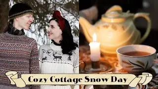 ☃️COZY COTTAGE SNOW DAY | Tea Spiced Pear Cake Recipe | Silent Slow Living Winter Vlog