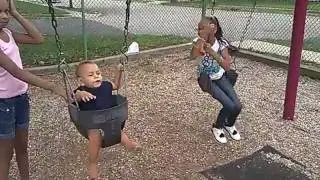 CUTE 8MONTH BABY FIRST SWING RIDE!