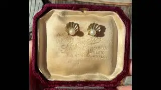 Vintage Pearl 9K Gold Clam Shell Stud Earrings