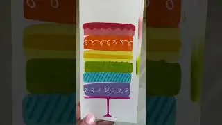 Stenciling a Slimline Cake #carriestamps #cardmaking #slimlinecards #birthdaycard #trinitystamps
