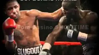 Diego Corrales wearing Slug Out Boxing Trunks