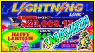 MEGA BACK TO BACK BONUS WIN! Lightning Link Happy Lantern Slot MAX SPIN 5 CENT DENOM