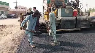 Asphalt Base course laying process on site / road work