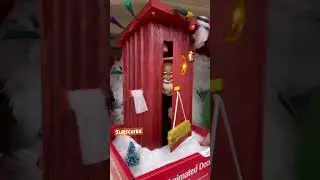Big Lots Animated Christmas Outhouse with pop out Santa Claus #shorts (phrase 3)