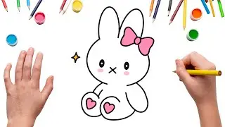 How to Draw a Cute Bunny with Bow 🎀 | Easy Drawing for Kids 🐰