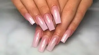 HOW TO: Square Light Pink Ombre Acrylic Nails Tutorial *SHAPING TIPS*