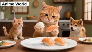 Cat Doing Hard work for Her Child 