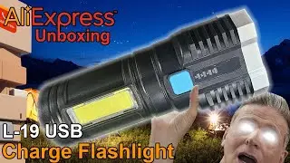 AliExpress  L-19 USB Charge Flashlight. unboxing & mini Review