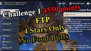 FTP 4 Stars Only No Food Buff 4550 points Challenge 1 Legend of the Vagabond Sword