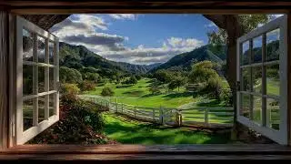 Mountain Valley Window View 4K | Calm Nature Ambience for Relaxation