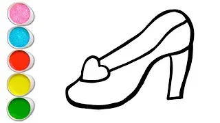 Princess Shoe Drawing, Coloring, Painting For Kids & Toddlers, Lets Learn & Draw With ME