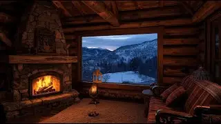 Cozy Mountain Cabin 🌲 Warm Fireplace Ambience (Living Painting)
