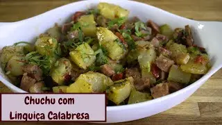 CHUCHU REFOGADO COM LINGUIÇA.A MISTURA DO DIA A DIA AINDA MAIS GOSTOSA.