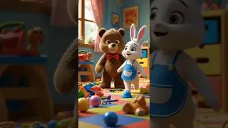 Teddy & Bunny Clean Up Song🧸| Fun Toddler Learning with Toys & Animals🧸🐰 #newsong #shorts  #cartoon