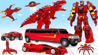 Police Limo Car Dino Robot Wars: Battle For Protect Civilians | Android iOS Gameplay
