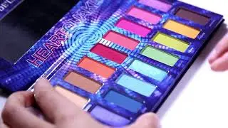 swatches of 16-color heart quake eyeshadow palette | DE'LANCI