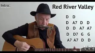 RED RIVER VALLEY (Key D) Chords & Lyrics On-Screen + Harmonica