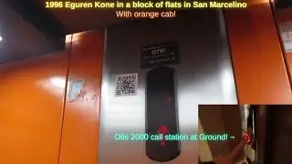 An epic Eguren Kone lift with orange cab (from 1996!)