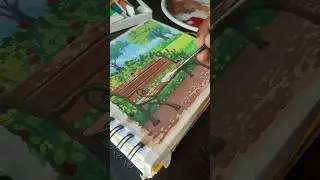 Park bench painting 🌿✨ #art #park #bench #painting #gouache #gouachepainting #youtube #shorts #yt