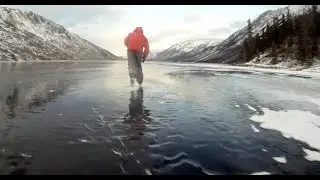 Giant Frozen Lake Skating &ndash; Tagish Lake, Windy Arm