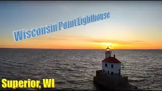 Aerial view of the sunrising over Wisconsin Point Lighthouse in Superior WI #views #lighthouse