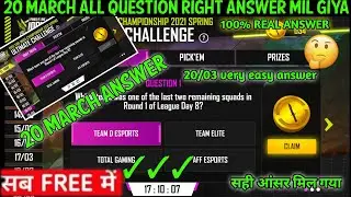 20 March esports ultimate challenge all answer free fire today quiz answer free fire question answer