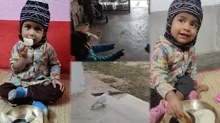 আমাদের সাদা পায়রাকে🕊️শ্রীজি কোলে নেবে করেছে দেখ🤗মেয়ে পিঠে দেখে বলছে মোমো হচ্ছে😄সিঙ্গারা পিঠে করলাম