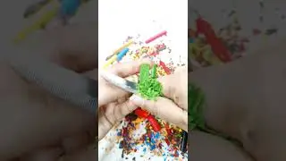 Cutting this Green Crayon is so satisfying #shorts #asmr