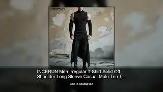 INCERUN Men Irregular T Shirt Solid Off Shoulder Long Sleeve Casual Male Tee Tops Zipper Street