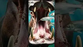 🦛 Hippo Opens Mouth Underwater - Fish Clean Inside! 😱🐟 (You Won't Believe This) #animals #wildlife