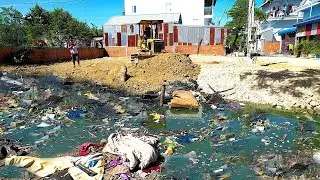 Good!! Finish Project 100% Completed Filling Land Removal Clearing Mud & Trash By Mini Dozer & Truck