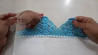 Como fazer bico em crochê para pano de prato // Barrado em croche // Puntillas para servilheta 