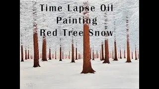 Red Tree Snow Painting ONE MinuteTime Lapse