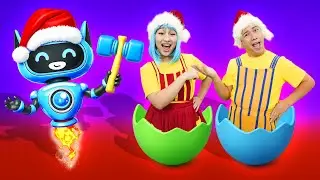 Робот и забавные яйца-сюрпризы | Детские песни | TigiBoo