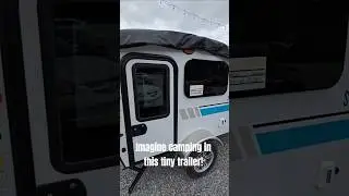 The cutest tiny trailer! Couch folds down to double bed & it has storage ($22K 😮) #prolite #rv