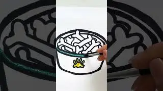Drawing a dog bowl 🐶🦴#drawing #coloring #dog