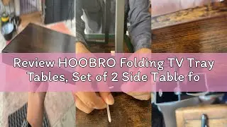 Review HOOBRO Folding TV Tray Tables, Set of 2 Side Table for Small Space, Industrial Snack Tables f