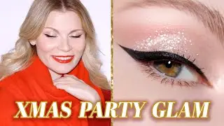 Glitter Eyes, Red Lips + Flat Iron Waves | Christmas Office-Party: Makeup Story